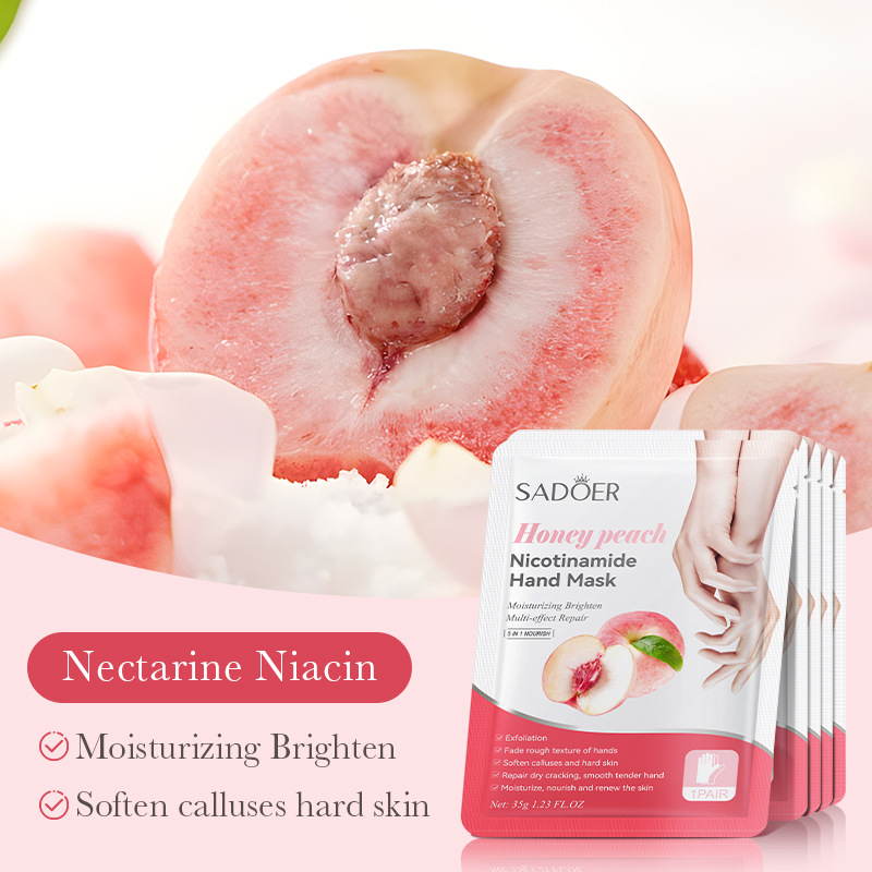 Cross-border wholesale of SADOER peach Nicotinamide Nourishing Hand Mask Moisturizing and hydrating skin care gloves Application Scenario