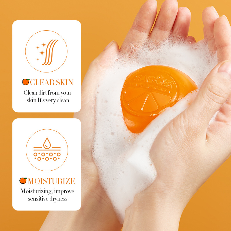All-english SADOER Vitamin C soap Moisturizing and improving dull complexion Cleansing Soap, handmade soap cross-border export wholesale Specification drawing