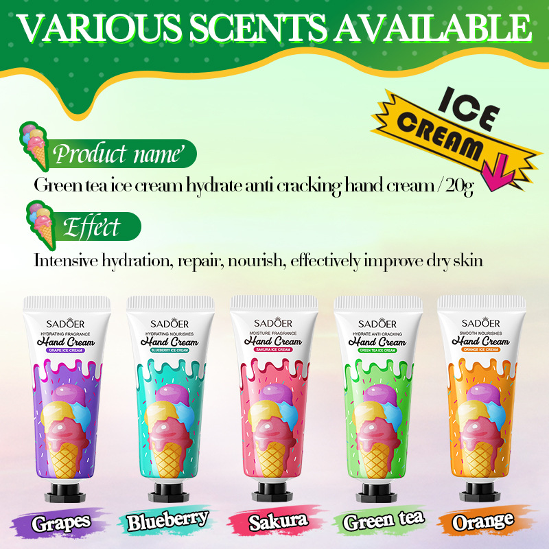 SADOER Green Tea Ice Cream Hydrating Hand Cream for autumn and winter cross-border export wholesale Application Scenario