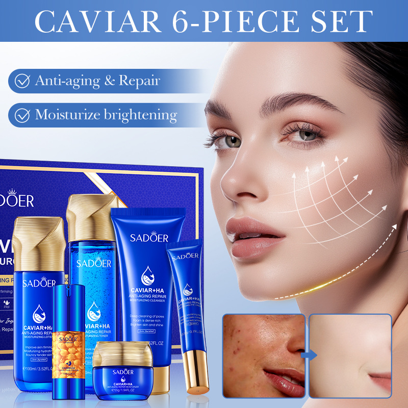 Cross-border export wholesale of all-English SADOER caviar hyaluronic Acid Anti-wrinkle Repair Moisturizing Set details Picture