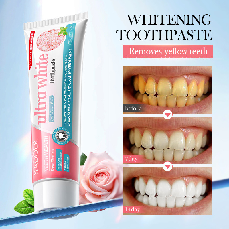 Cross-border wholesale of SADOER rose salt Brightening and stain Removal toothpaste for oral whitening and gum protection Application Scenario