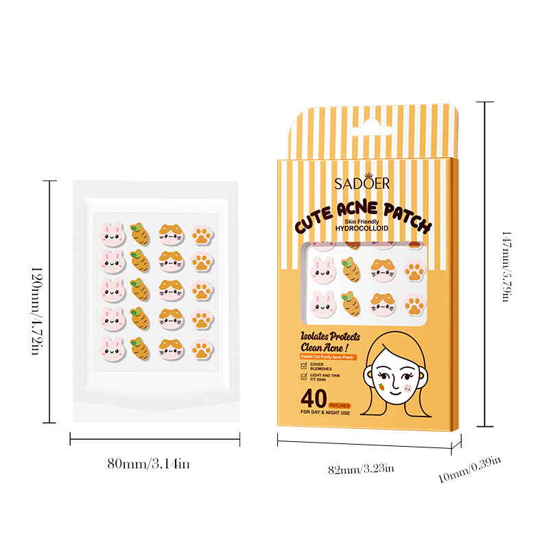 All-english SADOER rabbit and cat acne Patches, student acne removal and Hydration Acne patches, cross-border export wholesale Item Picture