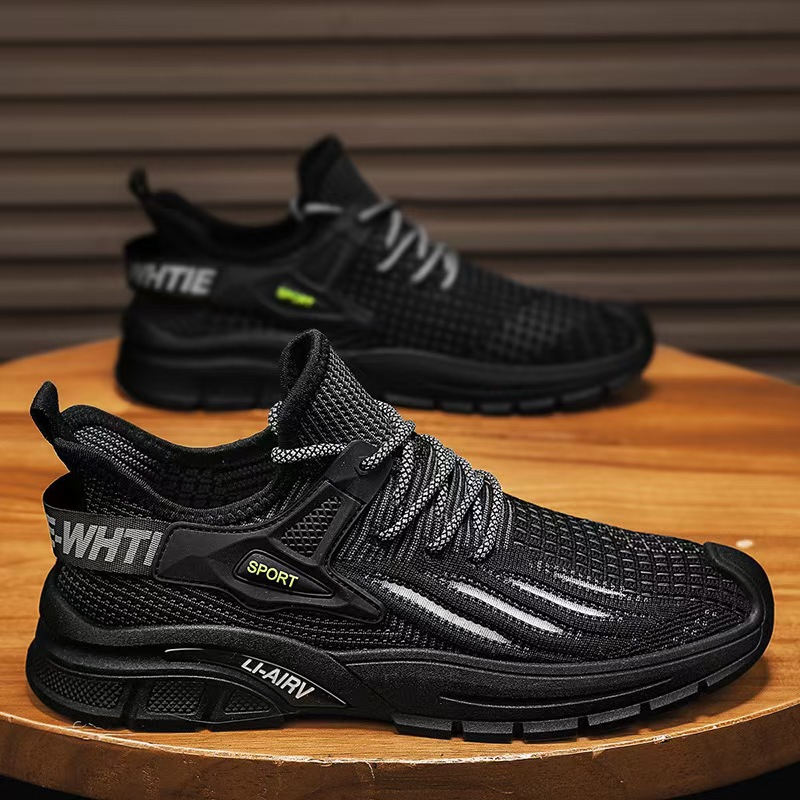 Wholesale of 2024 autumn/winter casual men's shoes, running shoes, mesh sports shoes, breathable Korean-style casual shoes with flying mesh Specification drawing