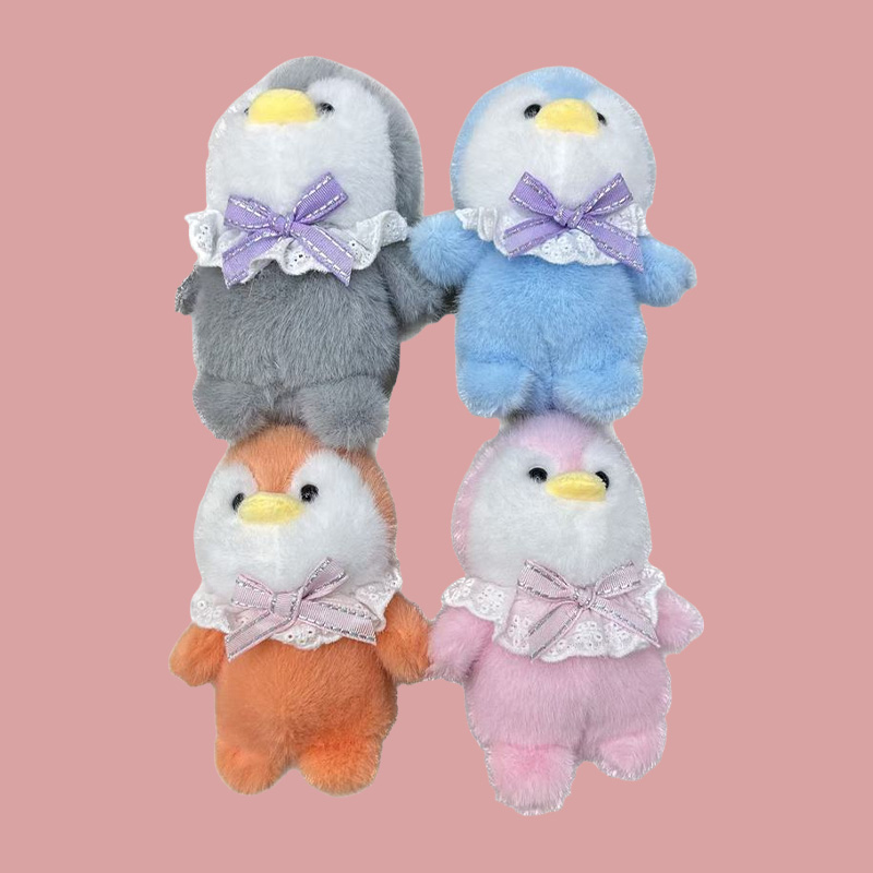 Embroidered Bow Tie, Lace, Penguin Plush Toy, Anthropomorphic Toy, Creative Doll, Cartoon Peripheral Pendant, Plush Toy Pendant, Keychain, Cloth Doll Pendant, Cute Decoration Gift, Claw Machine Factory Direct Sales