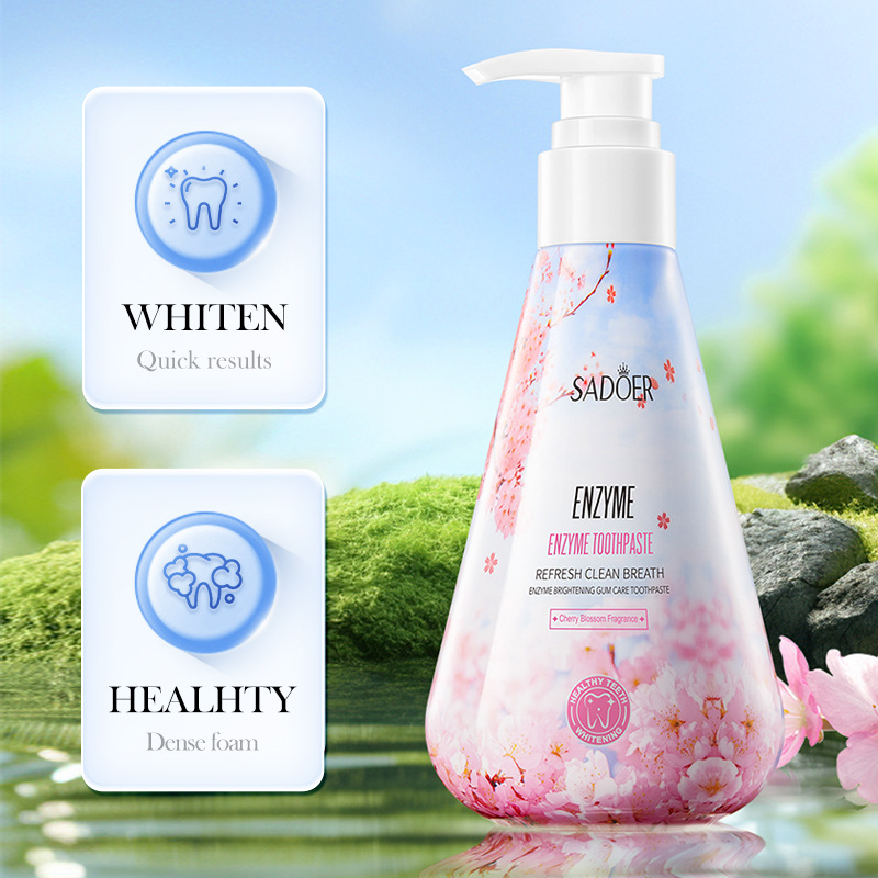 All-english SADOER Enzyme Whitening Gum Care Toothpaste cleans teeth and freshens the mouth. Cross-border export wholesale Specification drawing