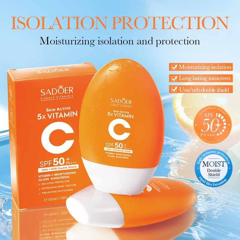 All-english SADOER Vitamin C Moisturizing and Radiant Sunscreen UV Protection sunscreen Cross-border export wholesale full figure