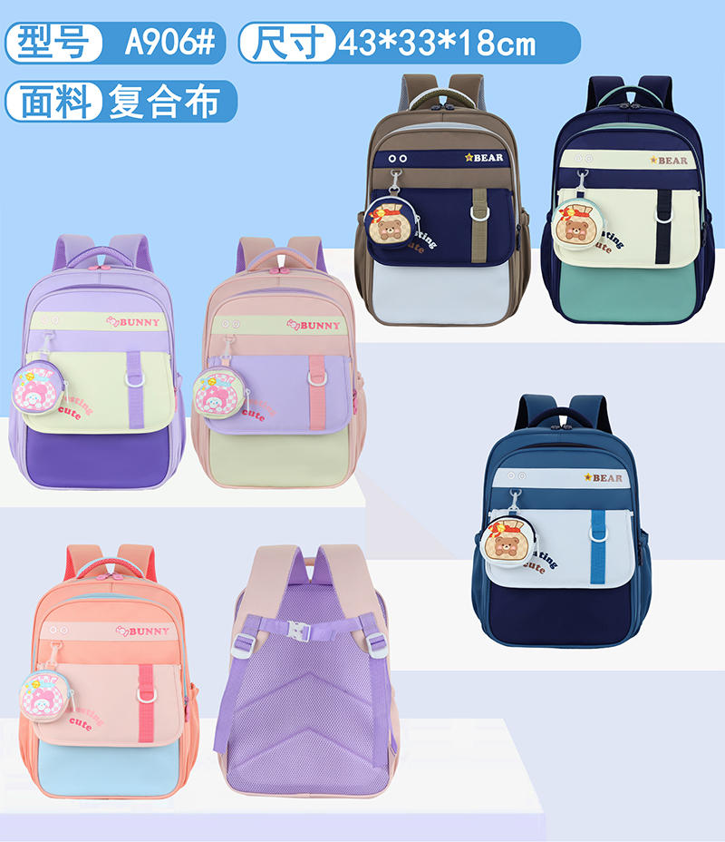 Student schoolbags, large-capacity children's schoolbags, cartoon backpacks for protecting the spine, 3-6 grade students' backpacks, student schoolbags YLYN00012-A983 full figure