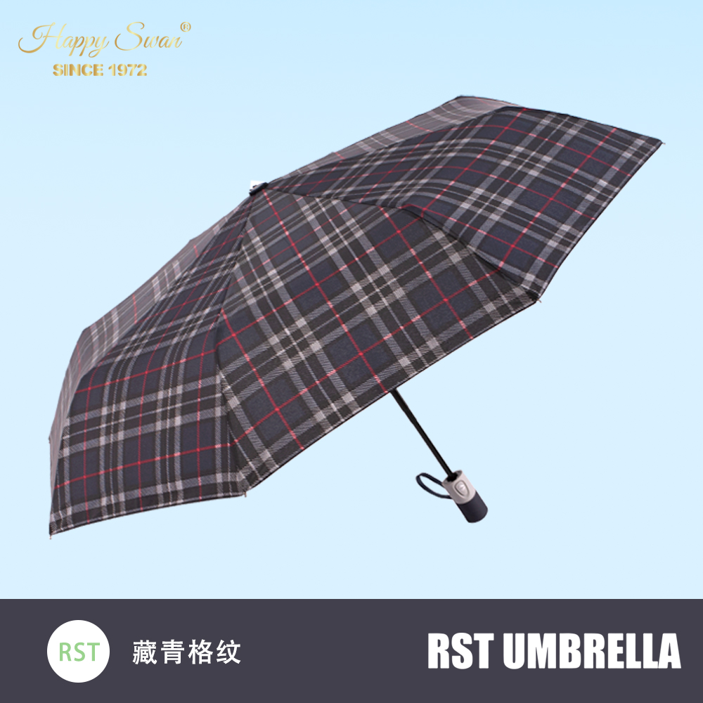 Xingbao Umbrella 3211 Fully automatic checkered umbrella, dark-toned men's business umbrella, one-click self-opening and closing, 21-inch three-fold automatic umbrella, export umbrella Specification image