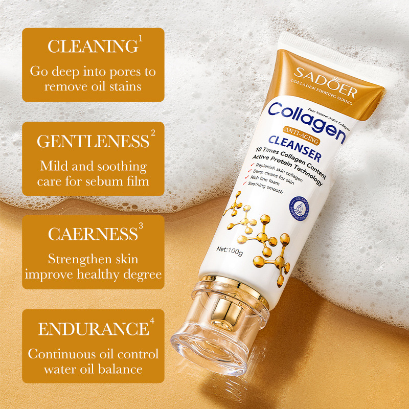 Cross-border wholesale of all-English SADOER Bone Collagen anti-wrinkle Facial cleanser and Gentle Cleansing Facial Cleanser details Picture