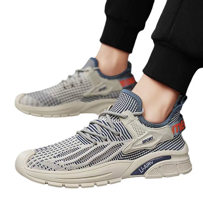 Wholesale of 2024 autumn/winter casual men's shoes, running shoes, mesh sports shoes, breathable Korean-style casual shoes with flying mesh Item Picture