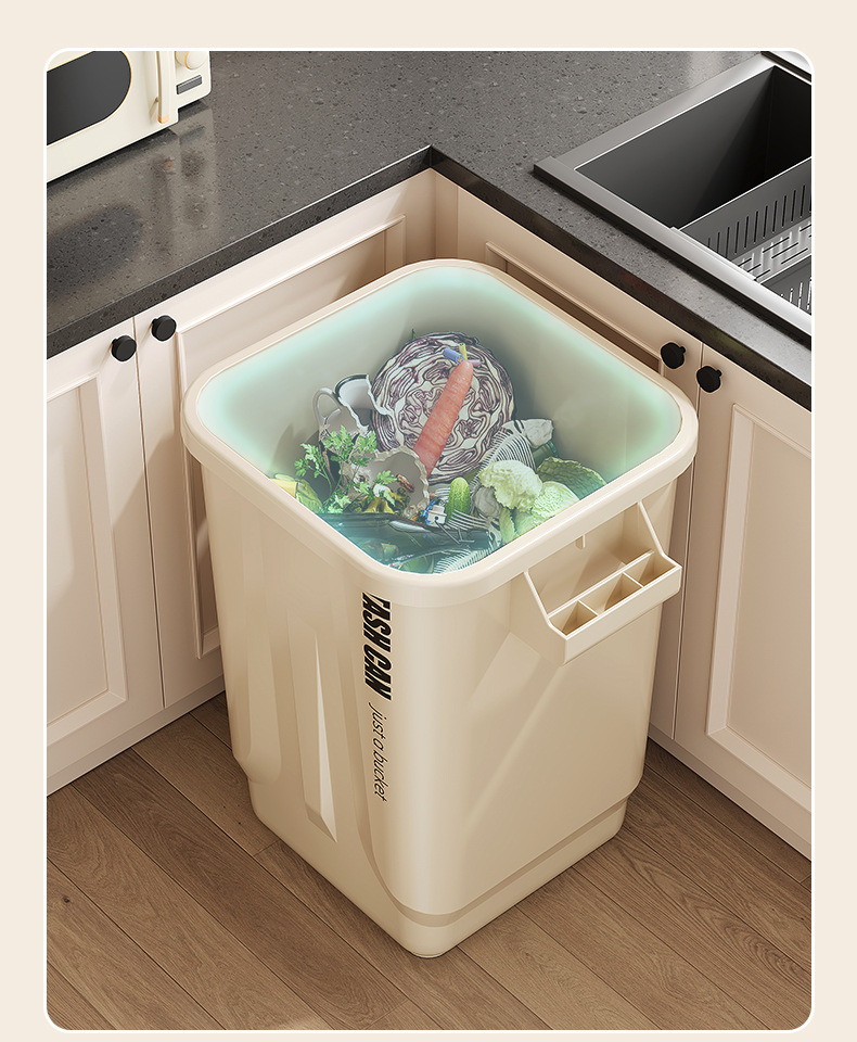 D47-7012 Small kitchen trash can, large capacity, high-end model, uncovered portable sanitary bucket for catering, kitchen waste trash can detail image 6