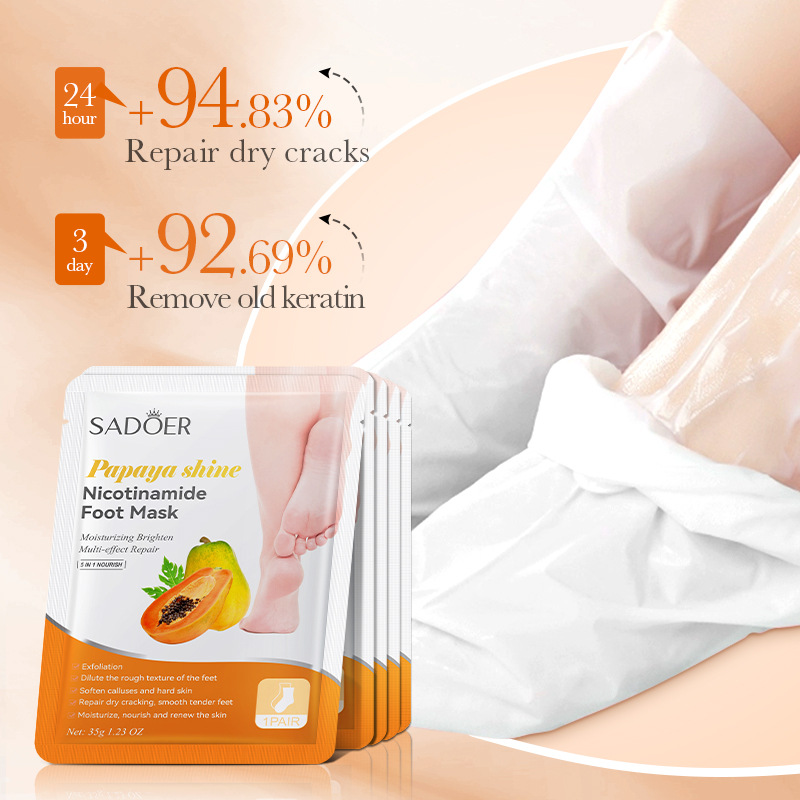 SADOER papaya Brightening Nourishing Foot Mask for autumn and Winter anti-cracking foot Mask cross-border export wholesale Application Scenario