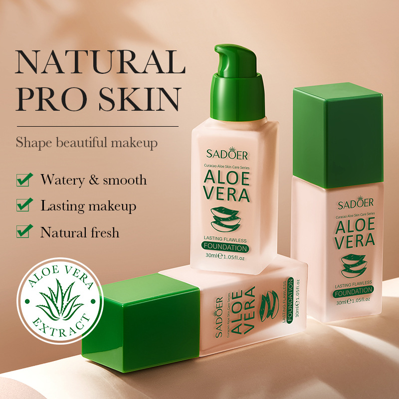 SADOER Aloe Vera Long-lasting Flawless Foundation is not prone to smudging, powder sticking or concealing. Cross-border export wholesale details Picture