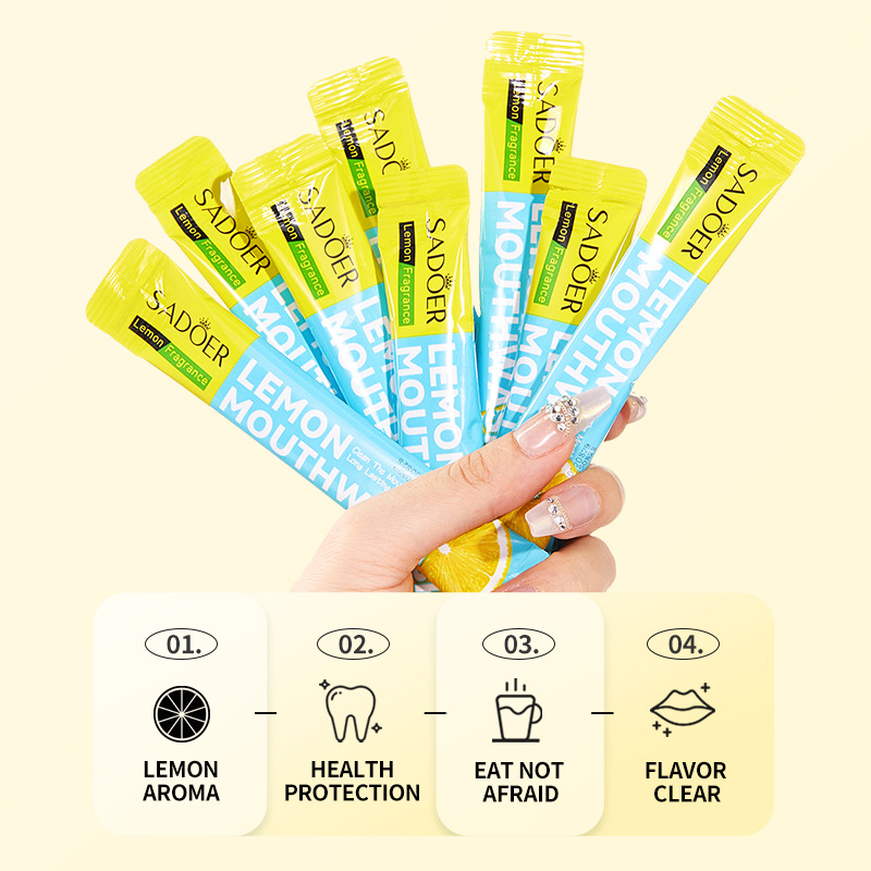 All-english SADOER lemon fruit mouthwash for refreshing the mouth, disposable mouthwash for cross-border export wholesale Application Scenario