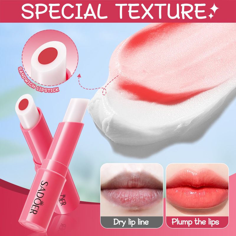 SADOER strawberry-filled thermochromic Lip Balm for hydrating and moisturizing, cross-border export Specification drawing