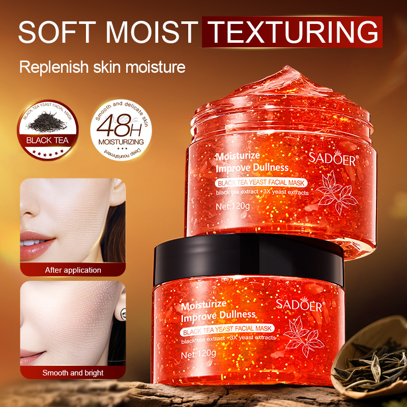 Cross-border export wholesale of SADOER black tea Yeast Mask for hydrating, moisturizing and nourishing the skin Application Scenario
