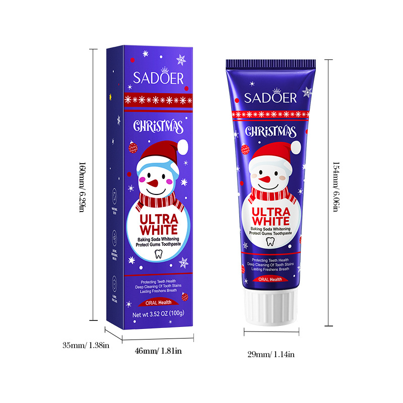 Cross-border export wholesale of SADOER Christmas baking soda whitening and gum protection toothpaste for teeth cleaning Item Picture
