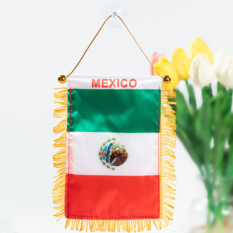The Chuangdong flag, the national flag of the fans of the World Cup in the United States, Canada and Mexico, the Siding flag, the car rearview mirror suction cup pendant, the tassel mini small flag pic 8