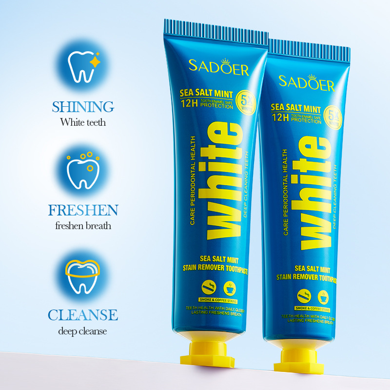 Cross-border export wholesale of 5-piece set of all-English SADOER Travel plant-based Whitening toothpaste for teeth cleaning details Picture