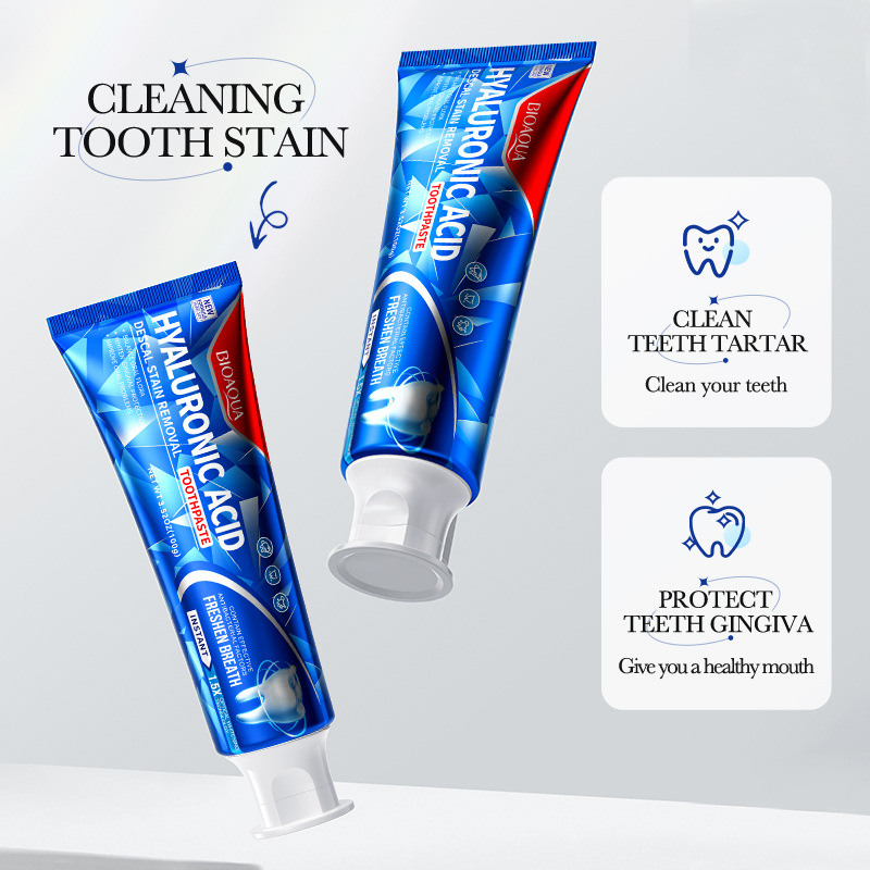 All-english BIOAOUA Hyaluronic acid descaling and decontamination toothpaste for deep oral cleaning Cross-border wholesale Specification drawing