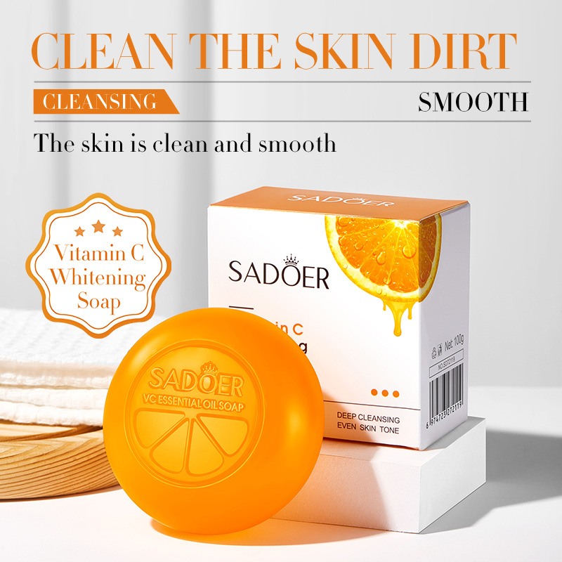 All-english SADOER Vitamin C soap Moisturizing and improving dull complexion Cleansing Soap, handmade soap cross-border export wholesale details Picture