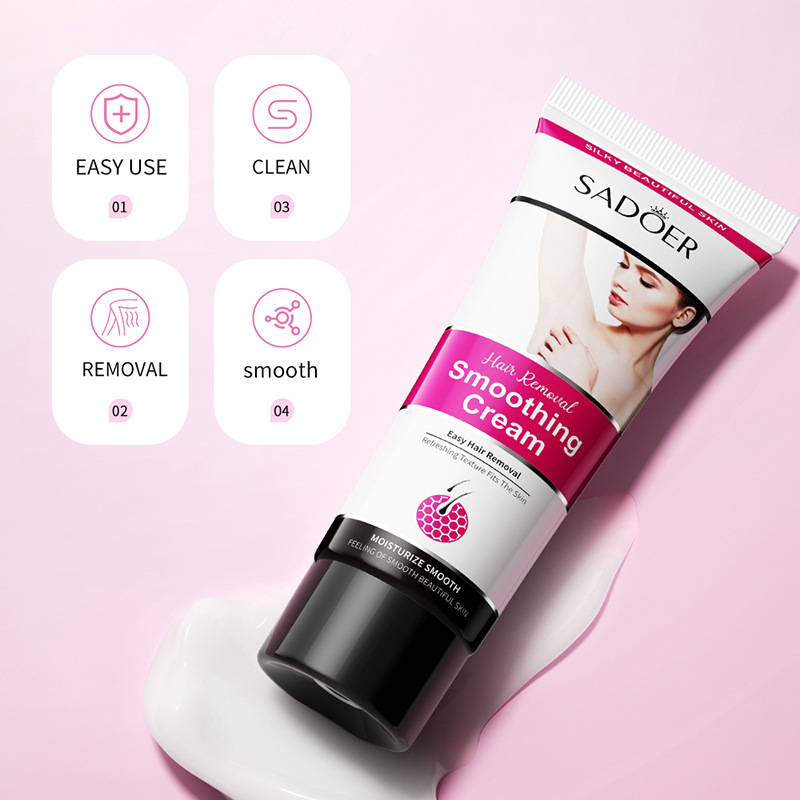 All-english SADOER Smooth Hair Removal Cream, smooth and tender skin, clean and convenient hair removal, cross-border wholesale of hair removal cream Specification drawing