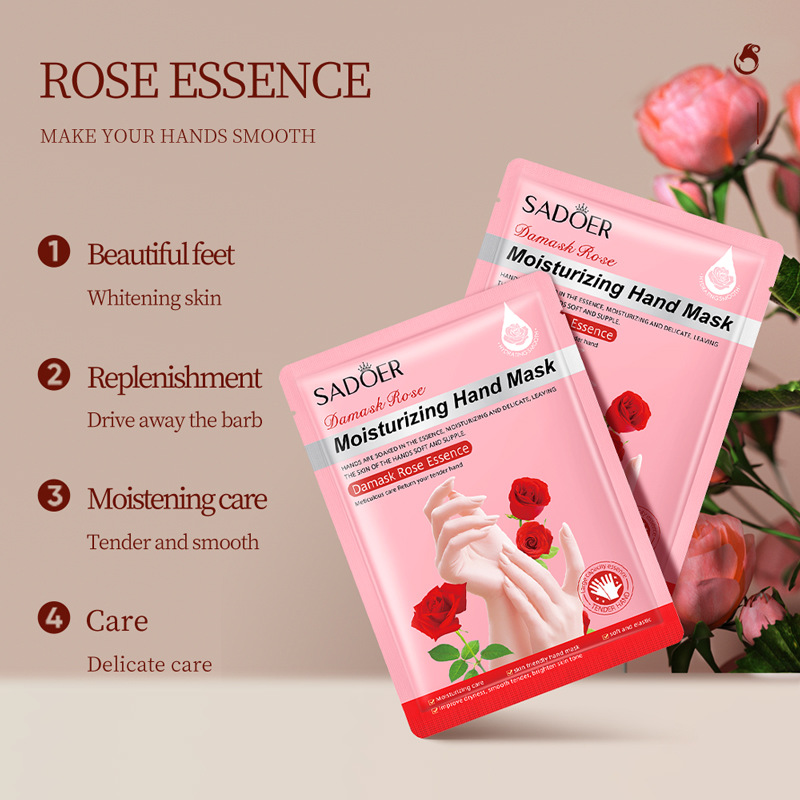 Full English SADOER hand mask Rose Hydrating Goat Milk Nicotinamide Hand Cream Hand Mask cross-border export wholesale details Picture
