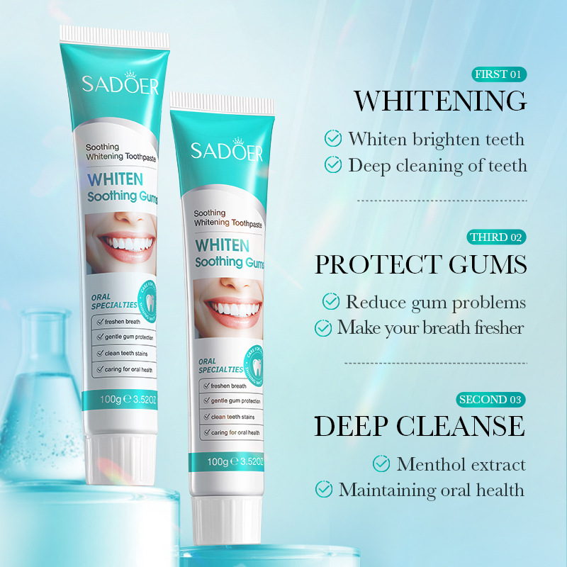 SADOER Soothing Whitening Toothpaste, deep cleaning and tooth strengthening toothpaste, cross-border export wholesale Specification drawing