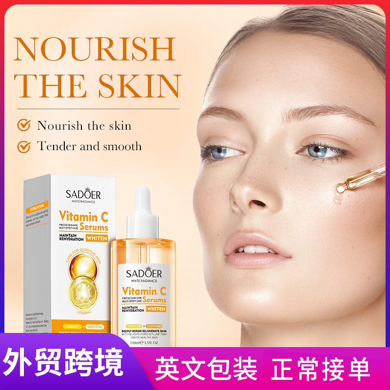 Cross-border wholesale of SADOER vitamin C essence for hydrating and shrinking pores in full English full figure