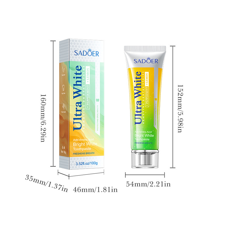SADOER lemon Mint Brightening Stain Remover Toothpaste for cleaning dental plaque, cross-border export wholesale Item Picture