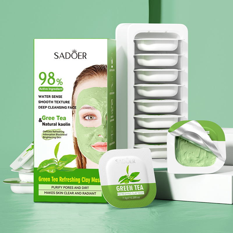 Cross-border wholesale of SADOER green Tea Turmeric rose Mud Film for hydrating, moisturizing and improving dryness details Picture