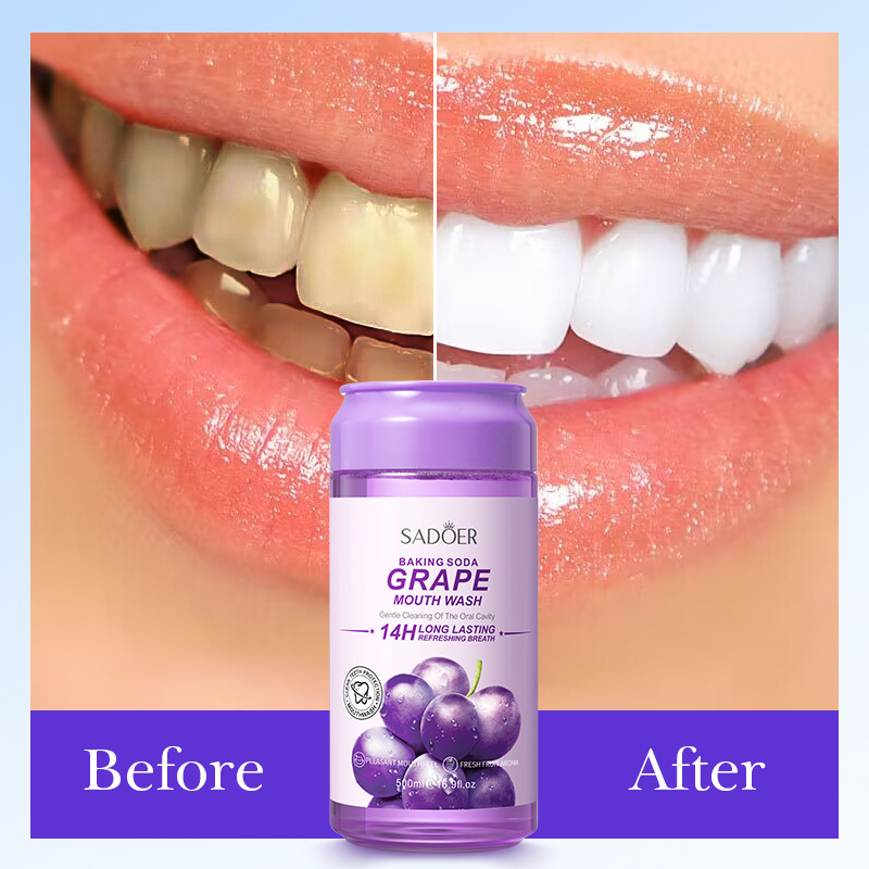 All-english SADOER baking soda Summer Black Grape Mouthwash for removing tooth stains cross-border export wholesale Item Picture