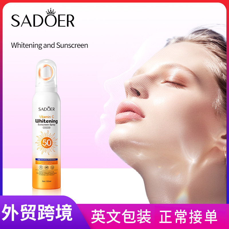SADOER Vitamin C Whitening and Refreshing Sunscreen Spray SPF50+ for cross-border export full figure