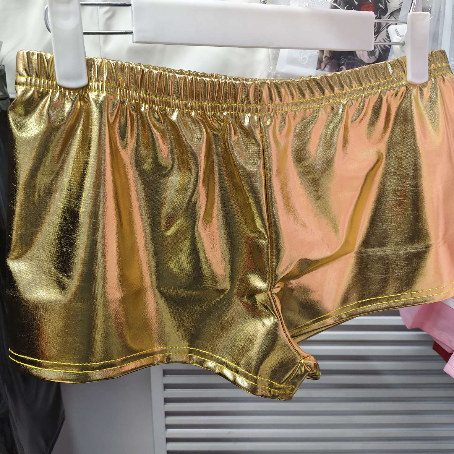 Factory direct sale  跨境新款短裤亲子服装 活动舞台装松紧腰彩色烫金漆皮性感热裤 派对服装详情图5