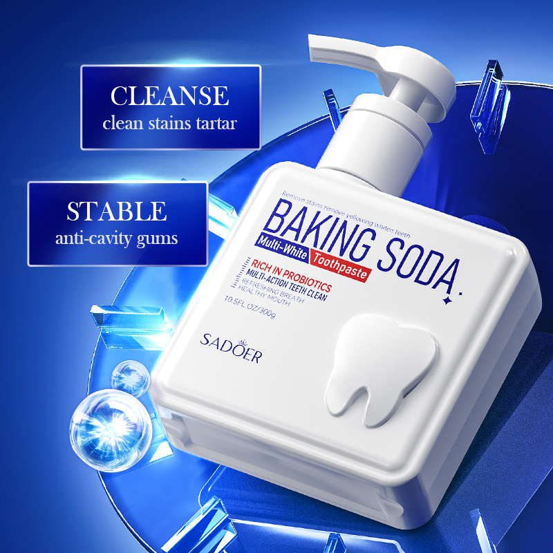 All-english SADOER baking soda probiotic pump toothpaste for cleaning teeth and refreshing the mouth cross-border export wholesale Specification drawing