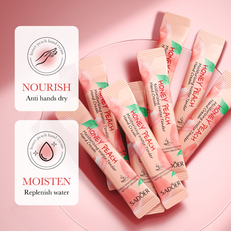 Cross-border export wholesale of SADOER Peach Moisturizing and rejuvenating Hand Cream for autumn and winter in strips details Picture