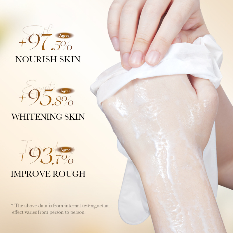 BIOAOUA Rice Puree Whitening and Moisturizing Hand Mask, Hydrating, Whitening and Exfoliating Hand Mask, cross-border export Specification drawing