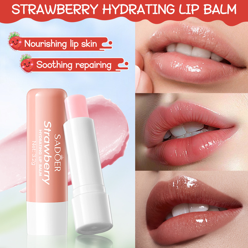 Full English SADOER Strawberry Nourishing Hand Cream + Lip Balm Set for autumn and winter cross-border wholesale of hand cream and lip balm details Picture