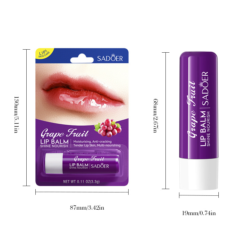 Full English SADOER Hydrating Grape Lip Balm Anti-Cracking Hydrating Lip Balm Cross-border export wholesale Item Picture