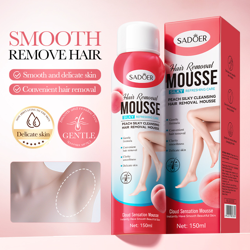 Cross-border export wholesale of SADOER Peach Smooth and Penetrating Hair Removal Mousse in aluminum box full figure