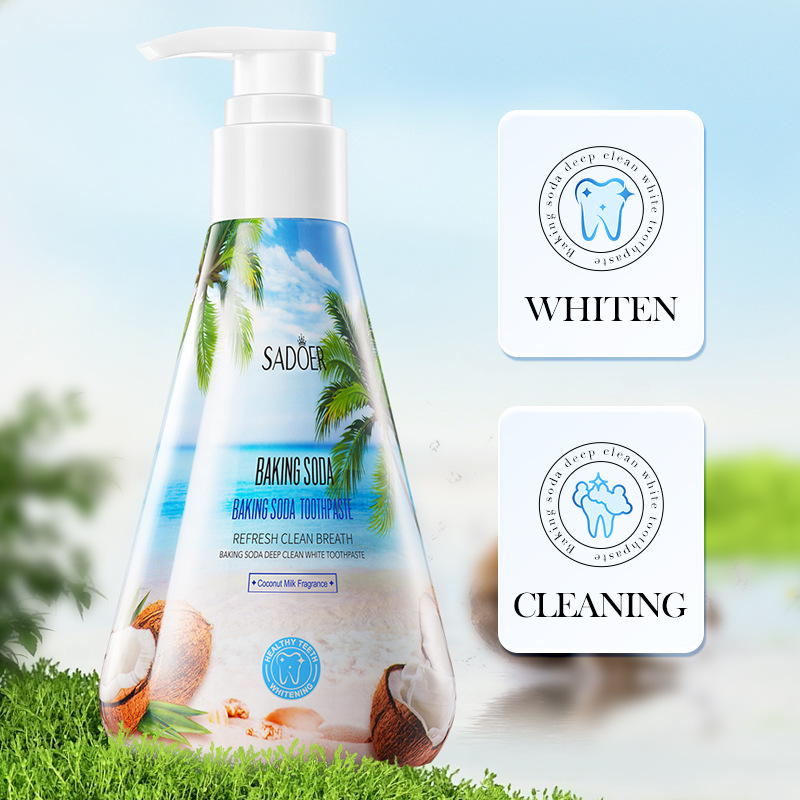 All-english SADOER baking soda Deep Whitening Toothpaste for cleaning teeth and refreshing the mouth cross-border export wholesale Specification drawing