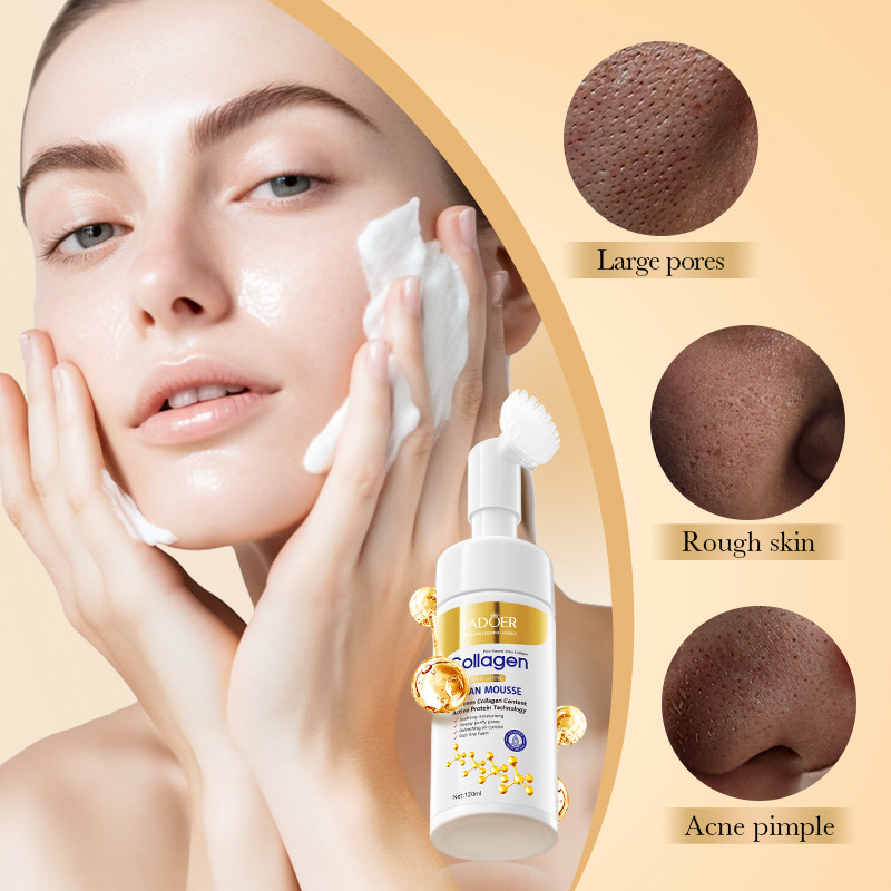SADOER Bone Collagen Anti-wrinkle Cleansing Mousse Deep Cleansing Facial Cleanser cross-border export wholesale Specification drawing