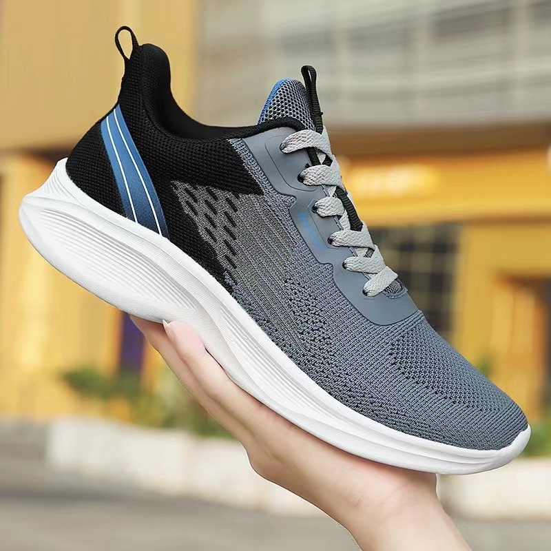 Spring/Summer 2024 Cross-border woven breathable mesh shoes for men, thick-soled lightweight shock-absorbing sports shoes, men's shoes wholesale in stock details Picture