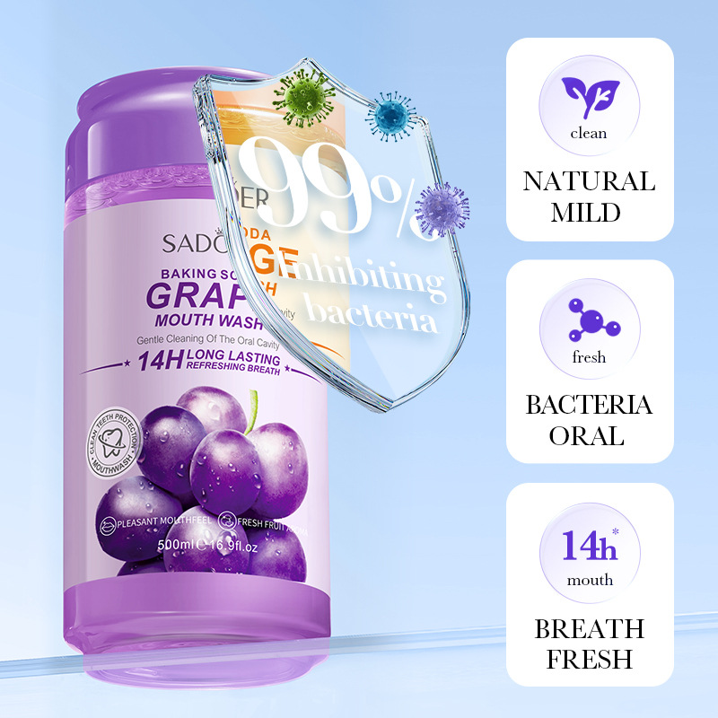 All-english SADOER baking soda Summer Black Grape Mouthwash for removing tooth stains cross-border export wholesale details Picture
