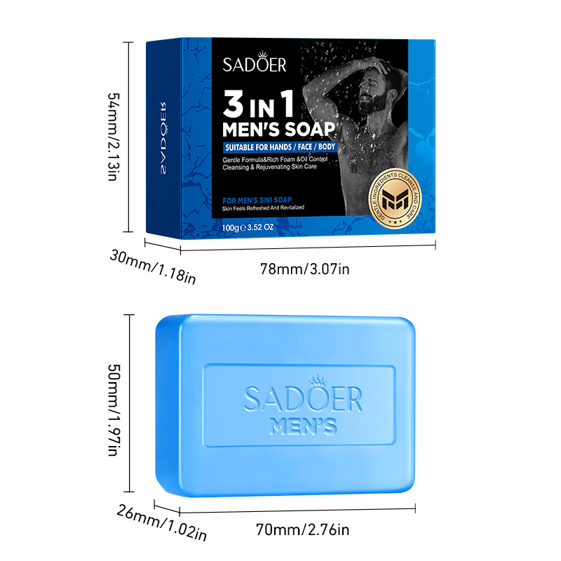 SADOER men's three-in-one soap in English, handmade soap for cleansing the body, universal soap for cross-border export wholesale Item Picture