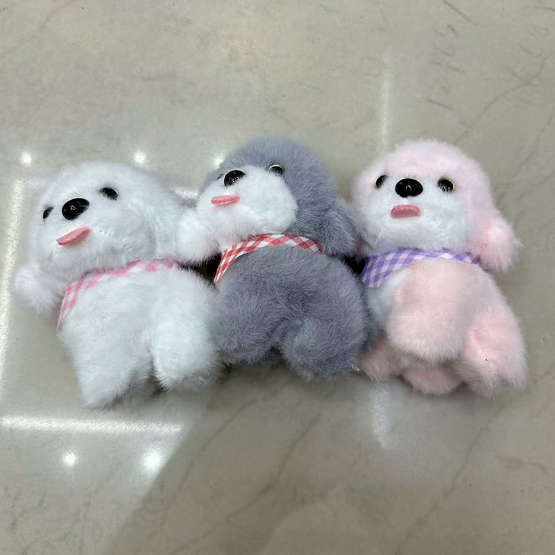 Check cloth scarf, dog party, plush toy, animal anthropomorphic creative doll, cartoon peripheral pendant, plush toy pendant, keychain, cloth doll pendant, cute decoration gift, claw machine factory direct sales details Picture