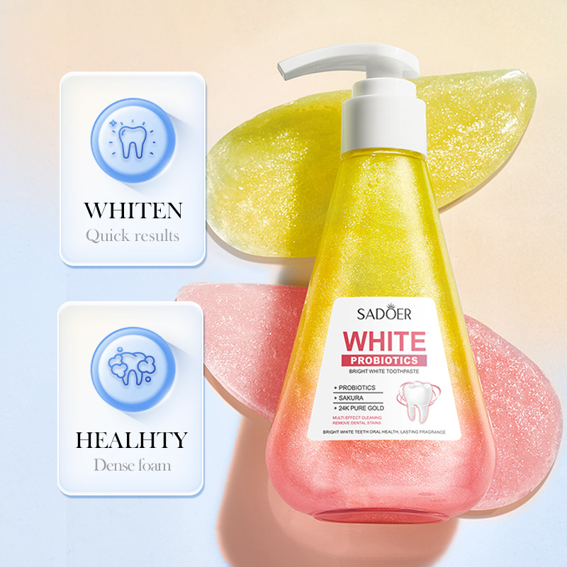 SADOER Probiotic Whitening and Refreshing Toothpaste in English cleans teeth and keeps the mouth fresh. Cross-border export wholesale Specification drawing