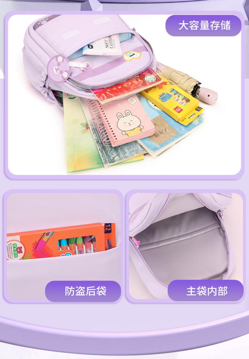 跨境书包少女韩版简约高颜值双肩背包护脊儿童书包大容量背包百搭校园双肩包旅游休闲背包新品英伦风小学生书包ins风背包详情20