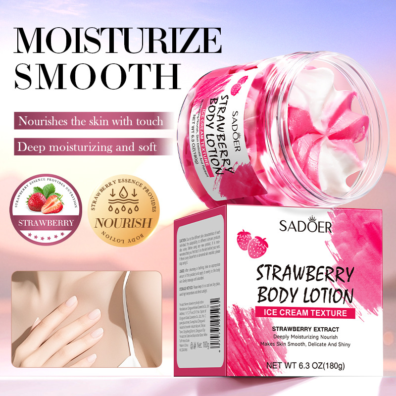 SADOER Strawberry Body Lotion for autumn and winter moisturizing, nourishing and hydrating cross-border export wholesale details Picture