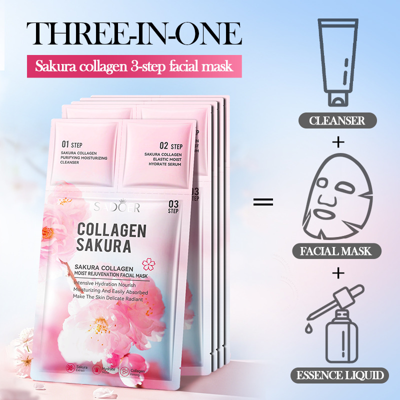 SADOER Sakura Collagen Trilogy Mask (Foreign Language Version) 0.8g+0.8ml+25ml Application Scenario